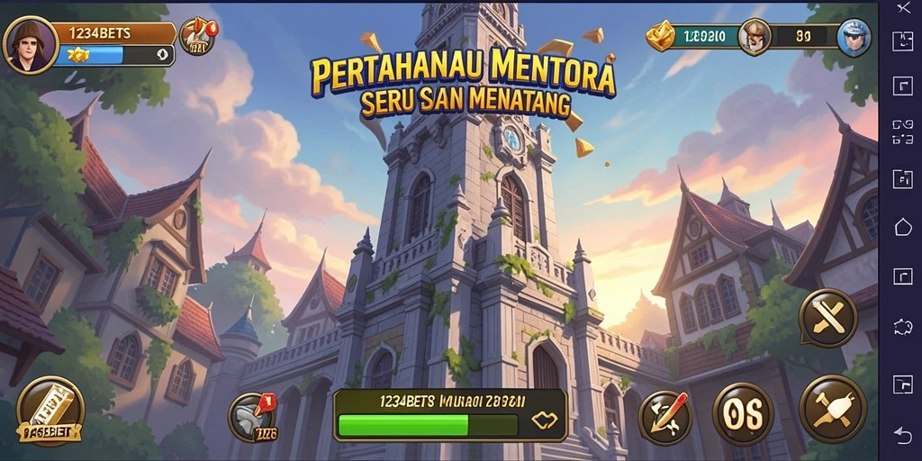Tangkapan layar gameplay 1234BETS dengan aksi menara yang seru.