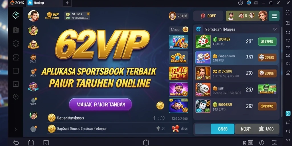 Tampilan menarik dari aplikasi 62VIP saat melakukan taruhan olahraga.