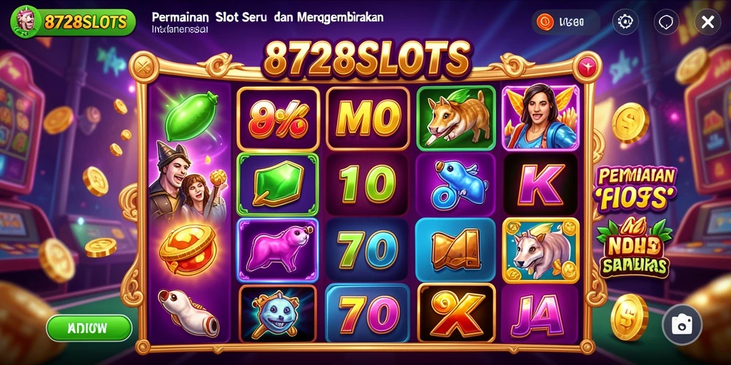 Tangkapan layar utama 8728SLOTS dengan gameplay slot yang seru.