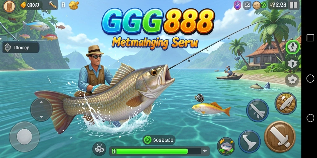 Gameplay GGG888 menampilkan aksi memancing yang seru dan realistis.