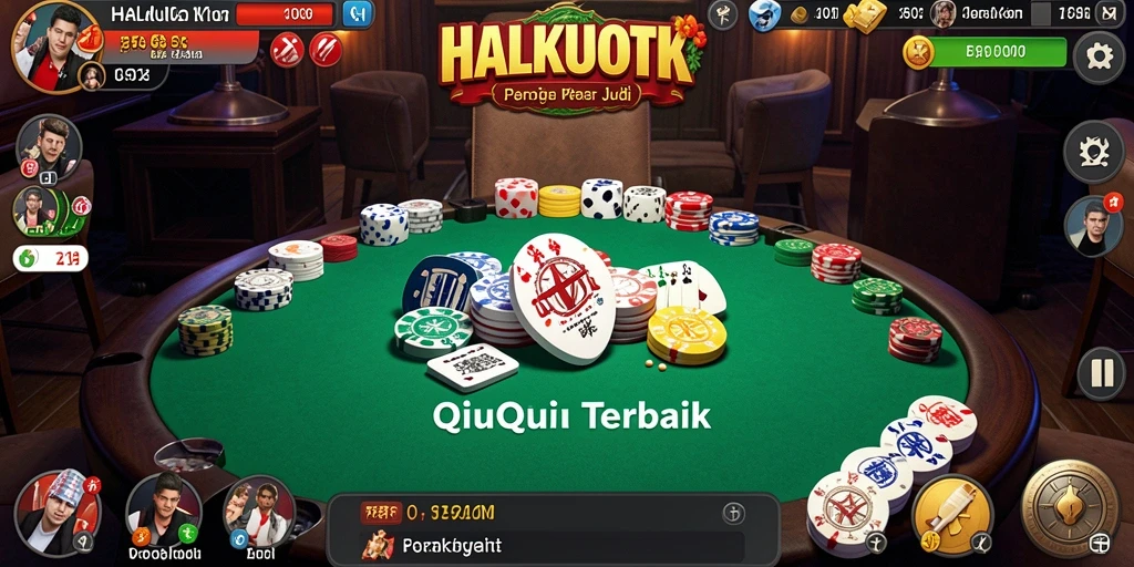 Tampilan gameplay seru dari HALKUOTK, menampilkan kartu dan pemain.