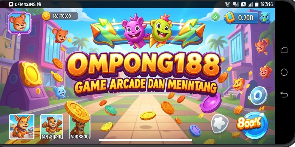 Tampilan gameplay OMPONG188 yang penuh warna dan menantang.