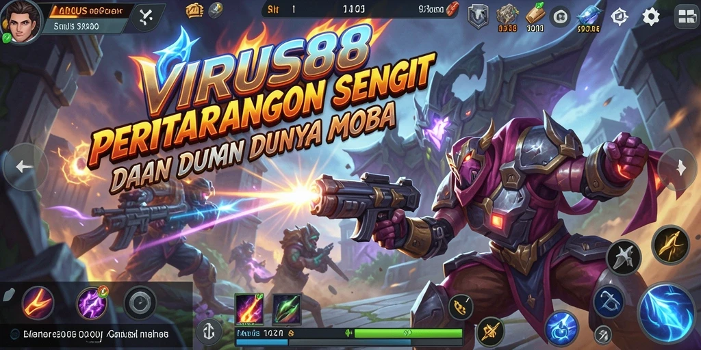Tampilan gameplay MOBA yang intens di VIRUS88.