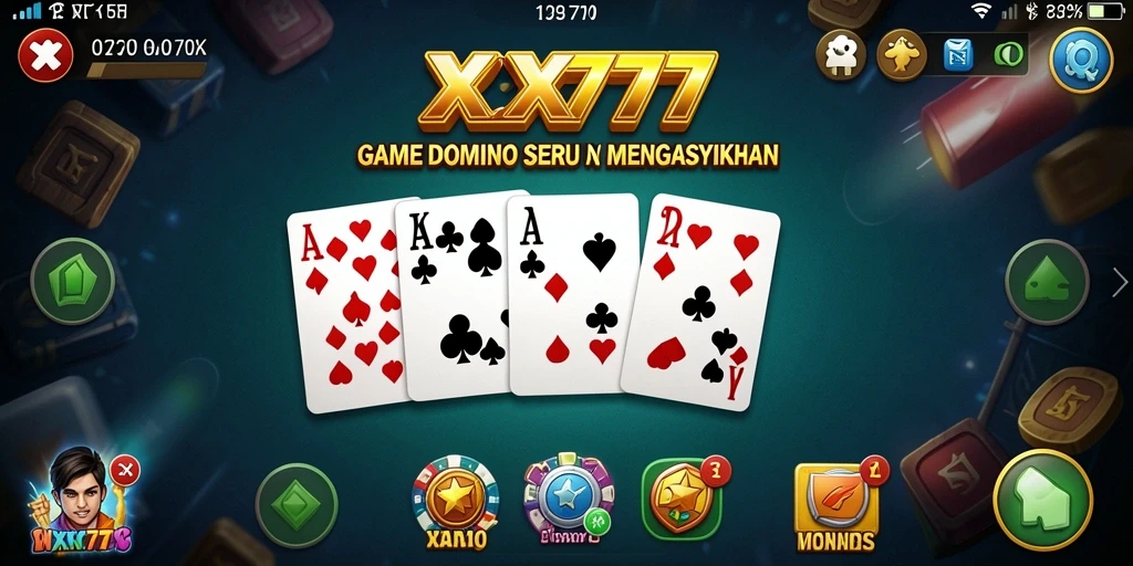Tampilan seru dari gameplay XXX777 game Domino.